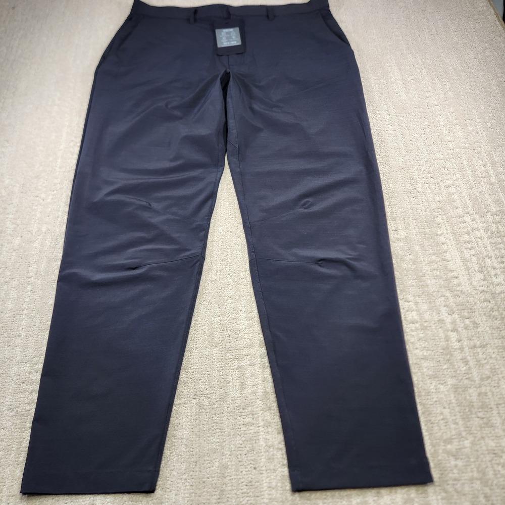 Fabletics The Only Pants Men XL Black 4 Way Stretch Drawstring Woven Tapered NEW